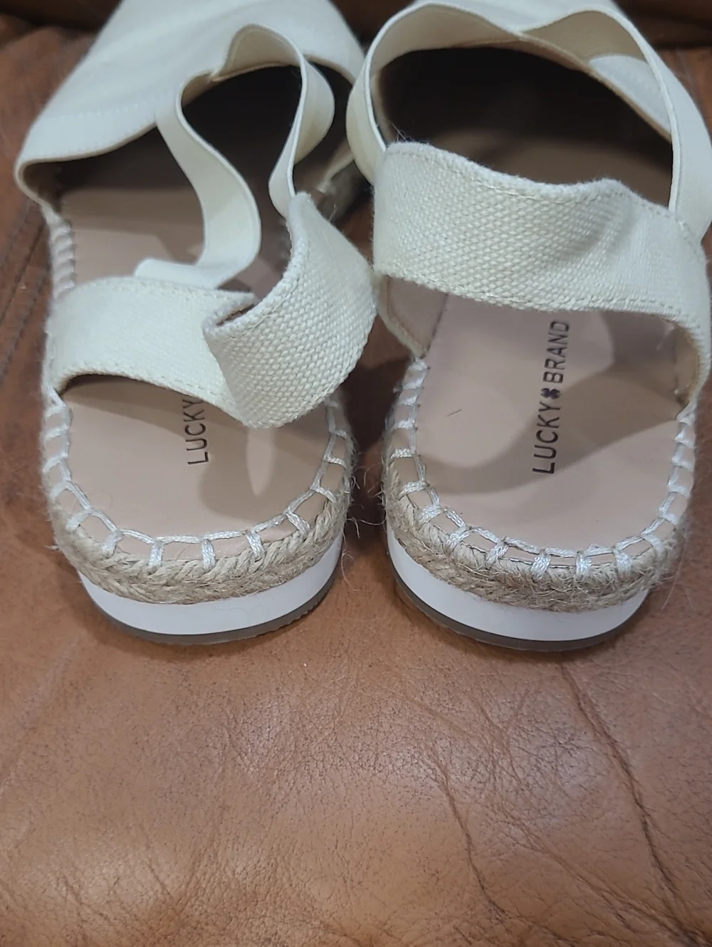 Lucky Brand Cream Cross-Strap Espadrille Slingback Flats